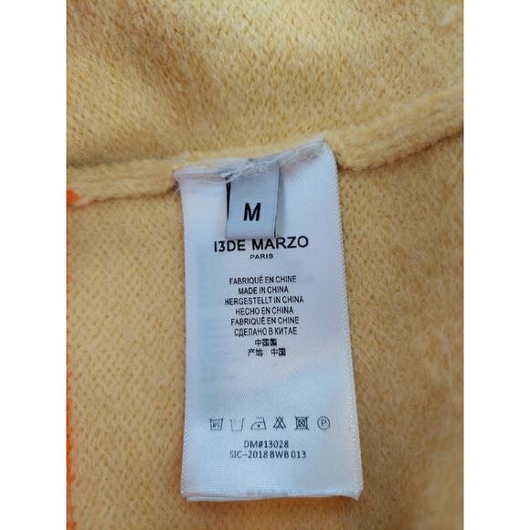 13De Marzo Polo Striped Teddy Bear Sweater Embroidered Orange Green Oversized M - Picture 8 of 10